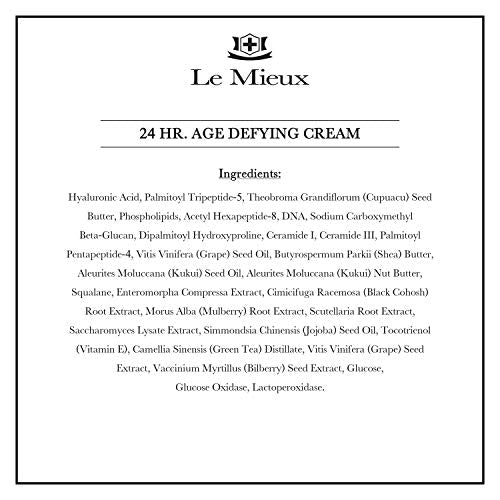 Le Mieux 24 Hr. Age Defying Cream - Hydrating Facial Moisturizer with Hyaluronic Acid & Peptides, Rich Anti-Aging Face Cream, No Parabens or Sulfates (1.75 oz / 52 ml)
