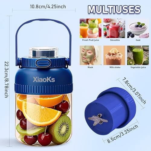 Blue Portable Personal Blender 43oz for Shakes & Smoothies - Travel & Office Friendly
