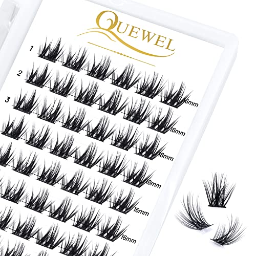 QUEWEL Cluster Lashes 72pcs C/D Curl 8-16mm DIY Eyelash Extensions