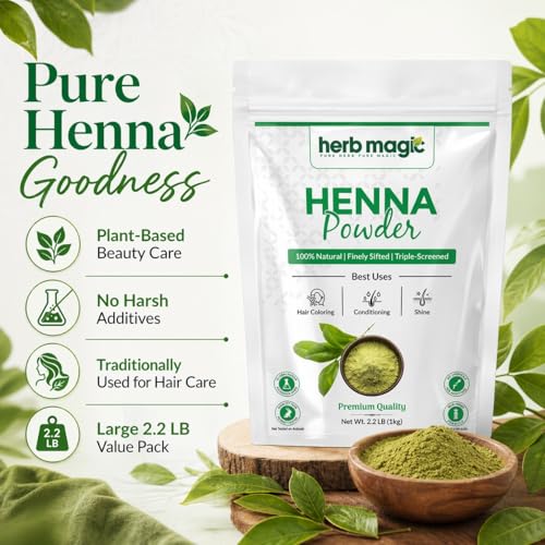Herb Magic Pure Henna Hair Color Powder 1kg, 100% Natural Grey Coverage