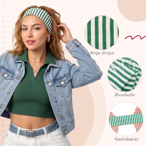 8 Pack Stripe Headbands for Women - Retro Y2K Style Hair Accessories