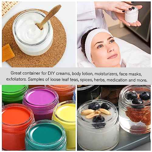 2 Pack Small Glass Jar with Lid, Tecohouse 4 oz Glass Jars with Stickers, Glass Lotion Jars with Lids & Inner Liners, Toiletries Container for Slime, Makeup, Cream, Lotion, Cosmetic