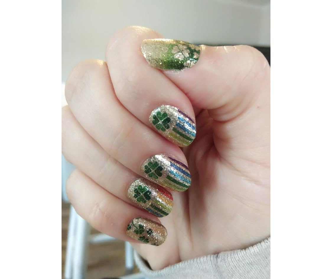 Clover Takeover - Color Street Nail Strips, Gold & Green (FDG310)