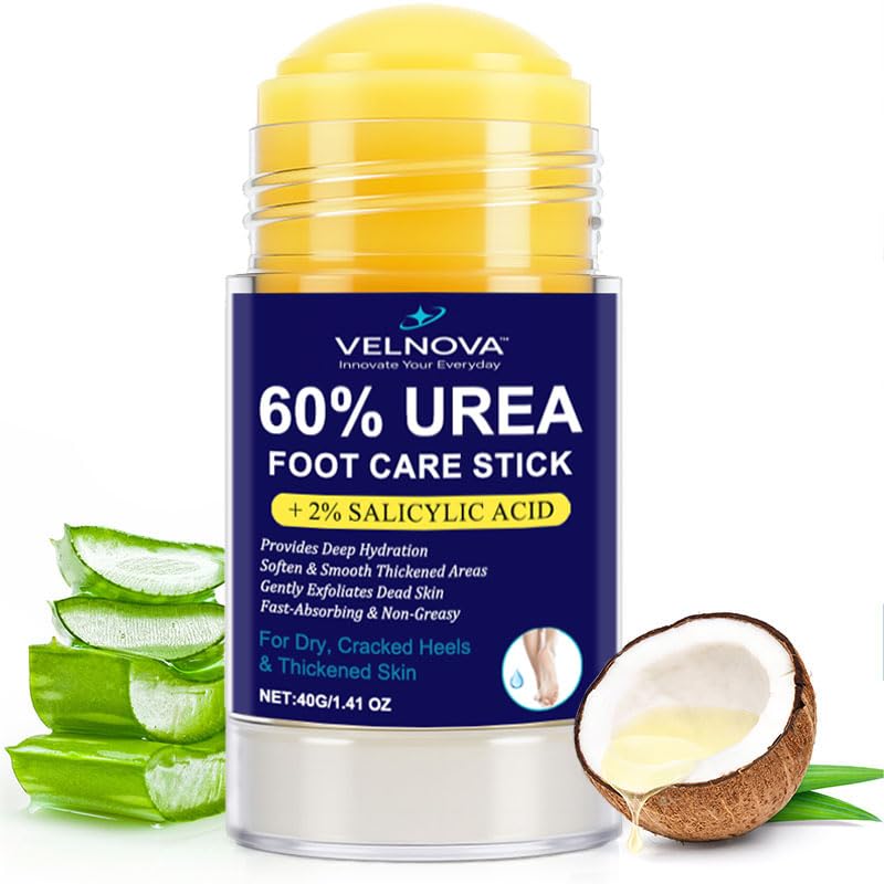Velnova 60% Urea Foot Care Stick with 2% Salicylic Acid – Callus Remover & Intensive Moisturizer, 1.41 oz