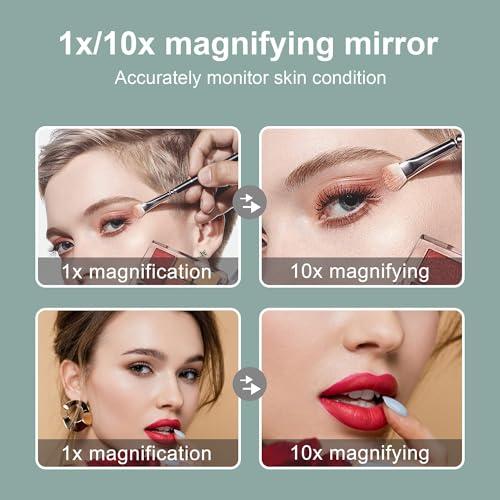 10X Magnifying Clip on Makeup Mirror Gooseneck, 6.5" Vanity Mirror with Light, 2000mAh USB Recharge 360¡Æ Rotating,Clip On Gooseneck Magnifying Vanity Mirror with Light,Travel Makeup Mirror (White 10X)