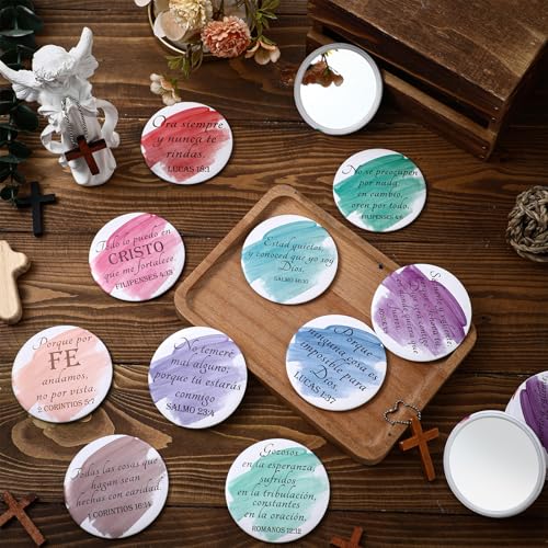 40 Pcs Spanish Christian Compact Mirrors for Women Inspirational Bible Verse Pocket Mirror Mini Purse Makeup Mirror Regalos Cristianos En Espa?ol for Mom Pastor Wife Church Party Favor