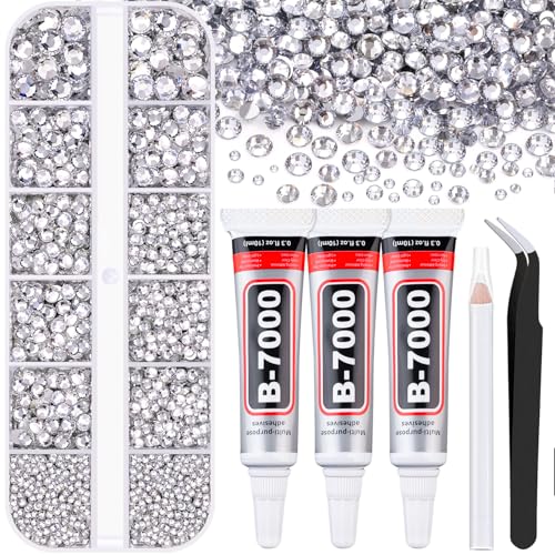 Flatback Resin Rhinestone Kit with B7000 Glue & Pickup Tools for Crafts