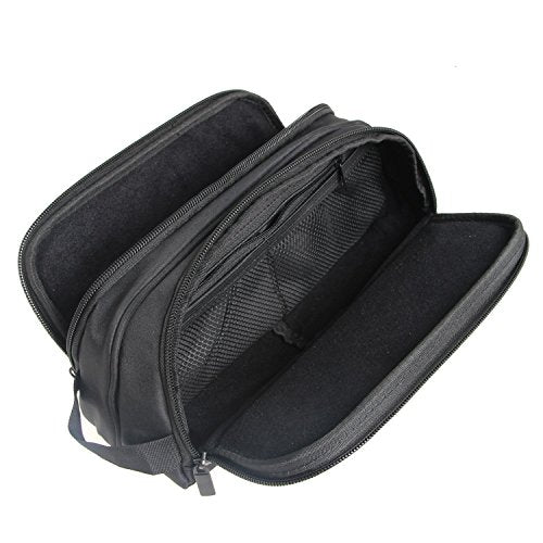 Damero Travel Organizer, Men Grooming Storage Bag with Two Compartments for Electronic Shaver, Hair Clipper, Beard Trimmer and Attachment, Roomy, Lightweight and Portable, Black
