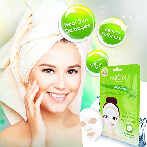 Korean Face Mask Sheet Aloe Vera 6 Mask Pack for Moisturizing, Cooling and After Sun