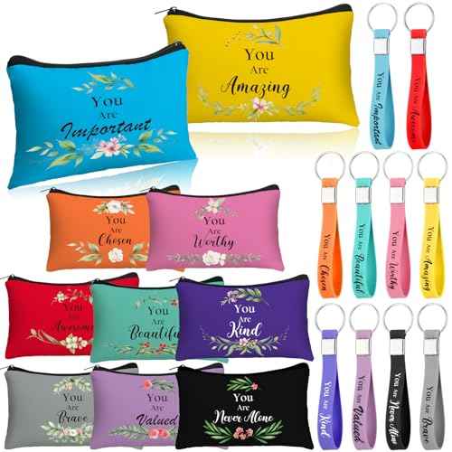 20 Pcs Christmas Thank You Gifts for Women Bulk 10 Christian Cosmetic Bag Keychain Appreciation Gift Favors