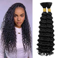 Human Braiding Hair Bundles 24 Inch Deep Wave Curly Remy Virgin Hair for Boho Braids