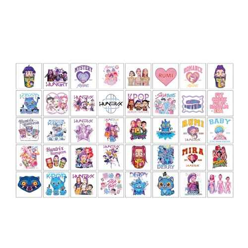 40Pcs Korean Idol Demon Movie Hunters Temporary Tattoos for kids,Goodie Bag Stuffers Party Supplies Birthday Decoration Gifts for Girl Boys Home Activity Class Prizes Carnival Christmas Rewards