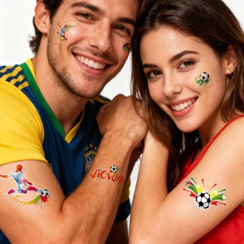 Soccer Temporary Tattoos 60Pc Face Stickers for Fans