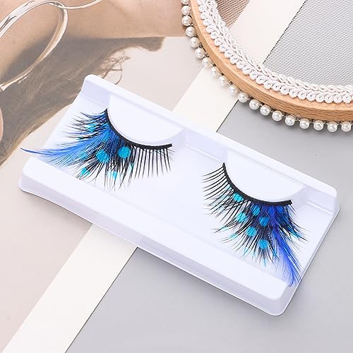 Blue Feather Eyelashes Dramatic Extra Long Cosplay Lashes