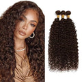 28 30 32 inch Color #4 Human Hair Bundle Chocolate Brown Kinky Curly