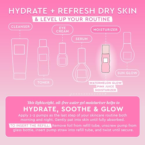 Glow Recipe Pink Juice Hydrating Face Moisturizer for Women & Men - Gel Moisturizer with Hyaluronic Acid, Watermelon & Glycerin - Lightweight, Fast-Absorbing Daily Moisturizer for Dry Skin (25ml)