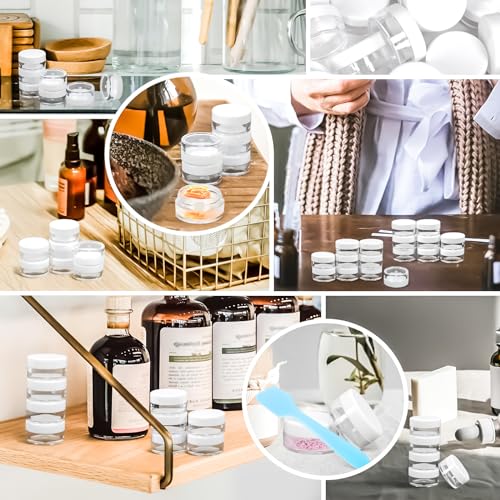 100 Pack 5g Plastic Jars with Lids, 5ml Round Clear Cosmetic