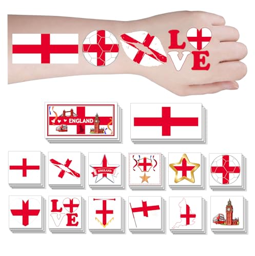 56Pc England Flag Temporary Tattoos Waterproof