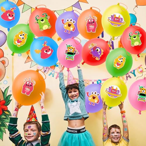 Monster Party Favors Set - 72 Pc Bundle with Balloons & Tattoos