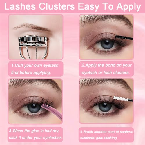 Manga Lash Clusters, 640 Pcs Eyelashes Clusters Extensions 9-16mm Individual Lashes D Curl Fluffy Wispy False Eyelashes Thin Band (60D&80D)