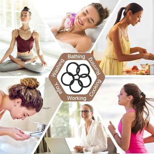 200 Pcs Black Hair Ties No Damage, Soft Ouchless Elastic Hair Ties, Nylon Seamless Hair Tie for Women and Girls, Sturdy Ponytail Holders for Thick and Curly Hair, No Damage Hair Bands for Thin Hair