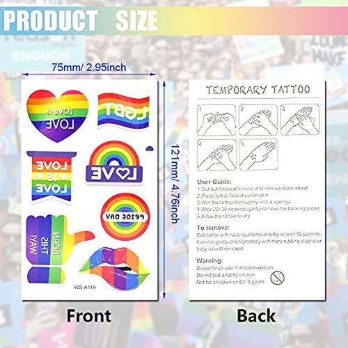 10 Sheet Pride Rainbow Tattoo Sticker Temporary Tattoo Gay Pride Parade Body Painting Party Celebration Personality Decoration Party Supplies