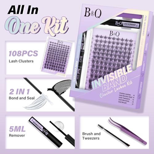 B&Qaugen Lash Clusters Kit - 108pc Wispy Natural Eyelash Extensions