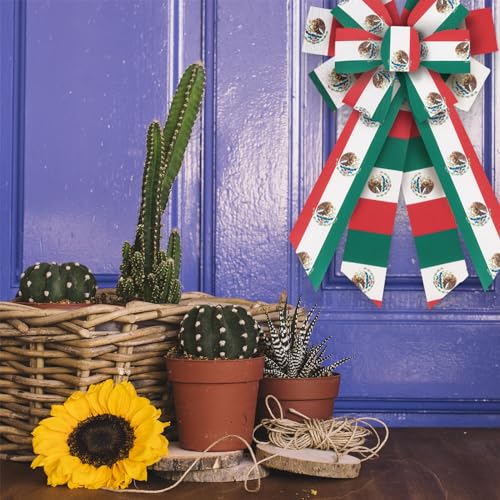 Glodecart Mexican Flag Wired Ribbon for Gift Wrapping & Party Decorations - Style8, 2.5" x 10 Yards