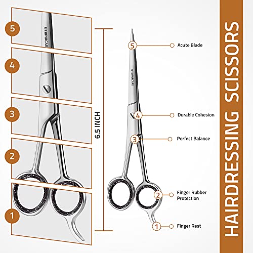 Utopia Care Sharp Hair Cutting Scissors Professional Barber Scissors 6.5 Inch, Left Handed Shears Hair Scissors for Women Kids Men Grooming Shears Scissors, Barber Shears Haircut Scissors, Silver