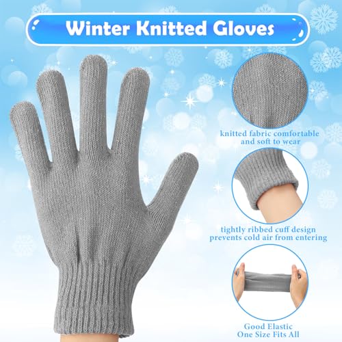 Handepo 100 Pairs Winter Knit Gloves Bulk for Adults - Basic Color