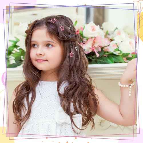 48 Pcs Y2k Hair Clips Set for Girls,Pink Kawaii Star Hair Clips 2000s Non Slip Accessories Styling Tools Retro Cross Love Pentagram Cool Hair Barrettes Kids Women