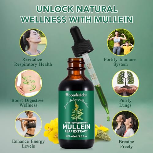 Mullein Leaf Extract Drops for Lungs - Breathing Support Supplement