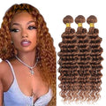 #30 Brown Deep Wave Human Hair Bundles 18-22 inch
