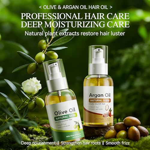 Grospe Olive & Argan Oil Hair Treatment Set for Damaged, Frizzy Hair – 2 x 100ml