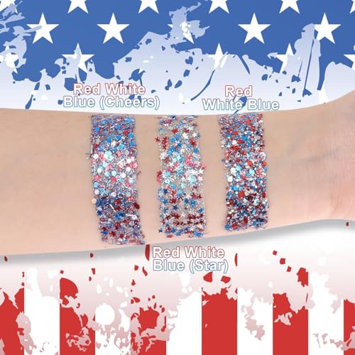 Red White Blue Glitter Stick | DAGEDA Patriotic Face Body Makeup