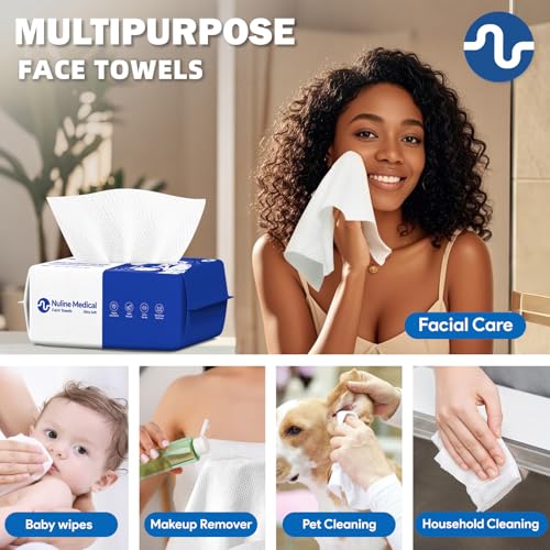 Disposable Face Towel, Biodegradable Facial Towels for Sensitive Skin, Ultra Soft Face Towelette for Women Cleansing, 7.87¡¯¡¯ x 7.87 ¡®¡¯ (2 Packs)