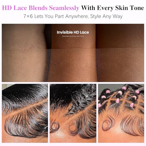 Liqusee 7x6 Burmese Curly Glueless Wig 24" Human Hair Pre Plucked
