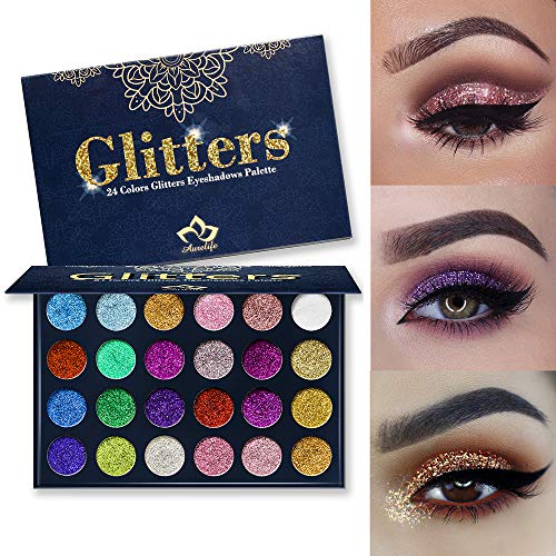 24 Color Pressed Glitter Eyeshadow Palette - Mineral Ultra Shimmer Makeup Palette Eye Shadow Powder Long Lasting Waterproof