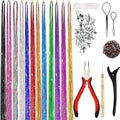 Amchoice Hair Tinsel Kit 16 Colors with Tools, 3500 Strands Long 48in