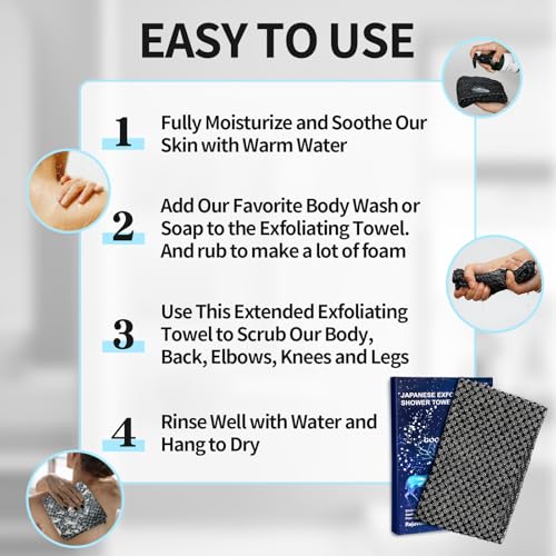 Exfoliating Body Scrubber Washcloth | Silver Ion & Carbon Fiber