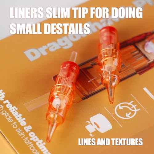 Dragonhawk Pro Tattoo Needles Cartridges, 1207RL Round Liner Pro Needles Pins for Super Artists, 20Pcs Disposable