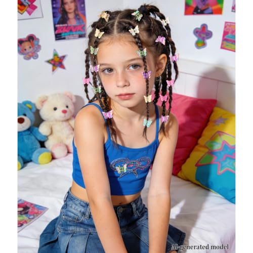 YISSION 60Pcs Mini Butterfly Hair Clips - Y2K Colorful Accessories