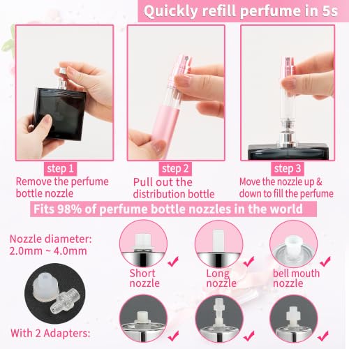 ANTOKX Pink 5ML Refillable Perfume Travel Spray Bottle Atomizer