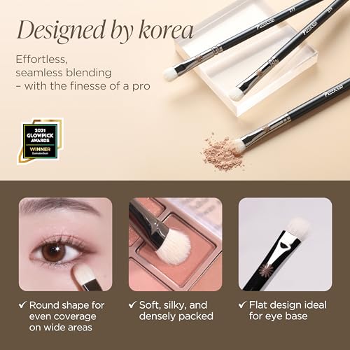 Piccasso 239 Eyeshadow Brush ? Korean Eye Makeup Brush with Soft Goat Hair Bristles, Flat and Rounded Shape for Smooth Base Application and Blending, Essential Eye Shadow Brush for Daily Makeup