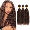 #4 Chocolate Brown Kinky Curly Human Hair Bundles 16-20 inch