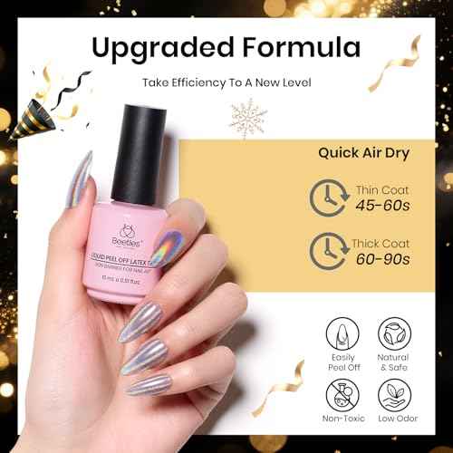 Beetles Liquid Latex for Nail 15ml - Peel off Nail Polish Cuticle Guard with Plastic Nail Care Stick Christmas Nails Design Air-Dry Liquid Latex Barrier for Protector Fingers