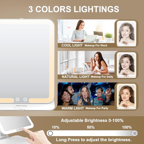Mocado Travel Makeup Mirror with Light, Rechargeable, 3 Colors