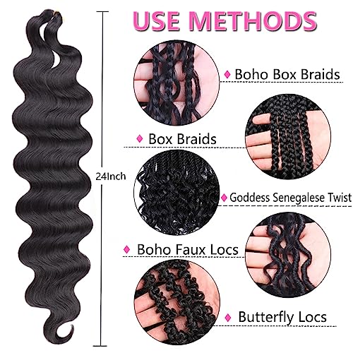 COOKOO 24 Inch Body Wave Braiding Hair - 3 Pack Synthetic Extensions