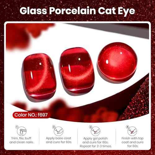 beetles Gel Polish Ruby Red Cat Eye Gel Nail Polish - 15ML Christmas Red Cat Eye Glitter Gel Polish Magnetic Shimmer Effect Soak Off UV French Nail Art Design Salon DIY Manicure Gifts for Wome