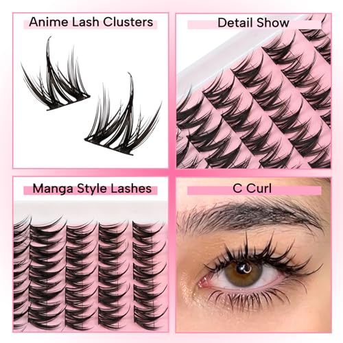Fyonas Manga Eyelash Clusters Kit - 80 Pcs with Glue & Tweezers